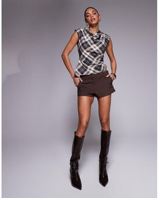 River Island Gray Drape Tailored Top