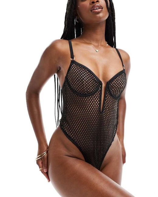 Bluebella Black Mina Fishnet Detail Body