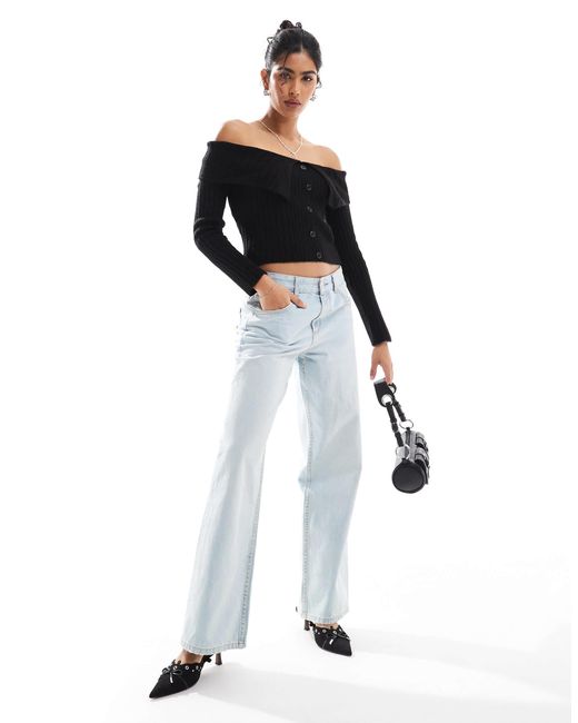 ASOS Black Button Through Asymmetric Jumper