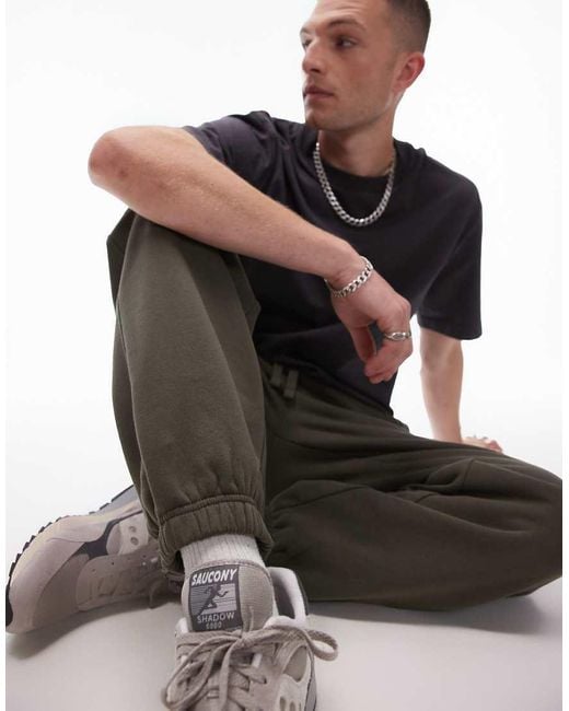 Topman Green Premium Heavyweight Oversized Jogger for men