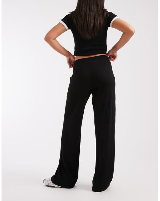 Pieces Blue Mid Waist Wide Leg Jersey Trousers