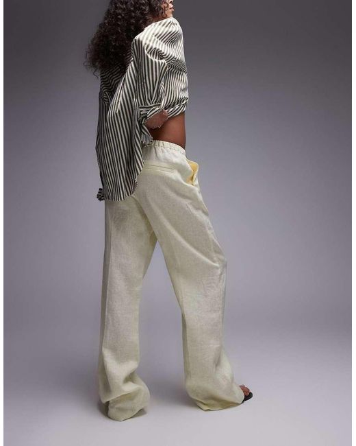 Mango Gray Pull On Linen Trouser