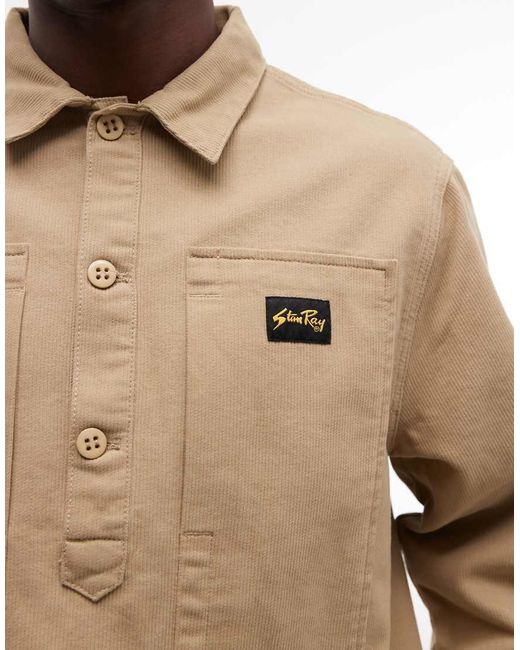 Stan Ray Natural Long Sleeve Utility Cord Half Button Up Shirt for men