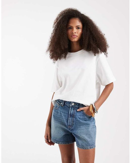 ASOS Blue Denim Longer A Line Shorts