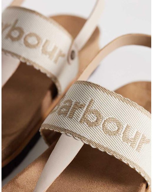 Barbour White Lumley Toe Post Logo Sandals