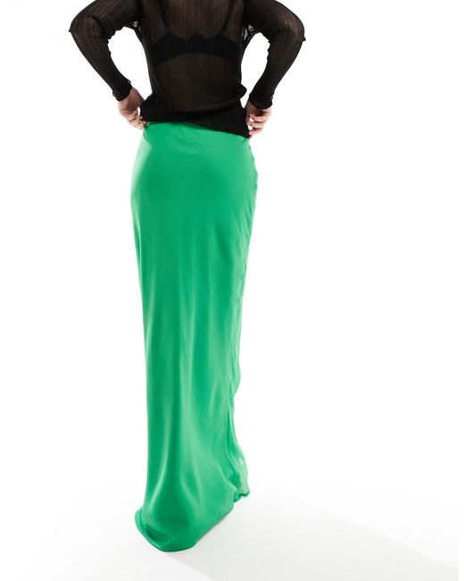 ASOS Green Chiffon Bias Maxi Skirt