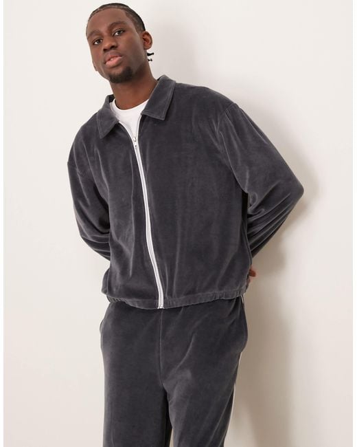 ASOS Blue Co-ord Oversized Boxy Track Jacket With Piping for men