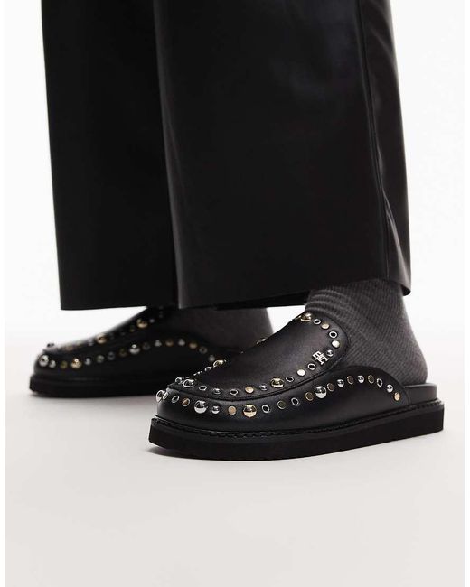 Tommy Hilfiger Black Embellished Stud Detail Mules