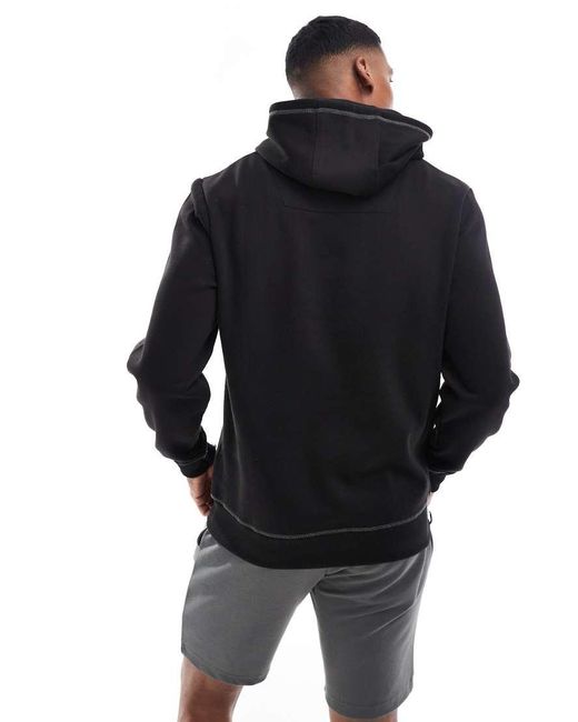 Threadbare Black Hoodie With Seam Detail for men