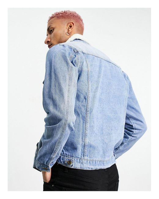 Liquor N Poker Borg Lined Collar Denim 