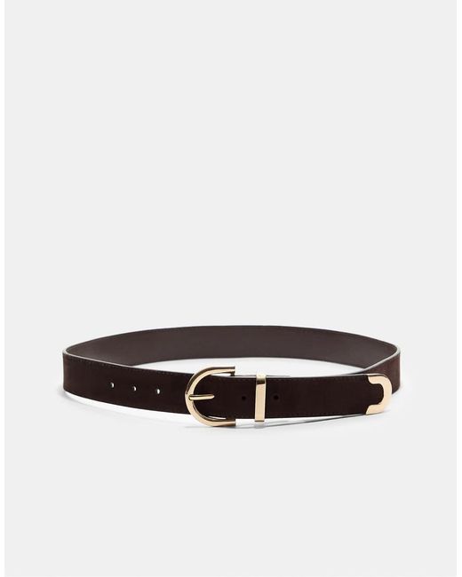 Stradivarius White Basic Belt With Round Buckle
