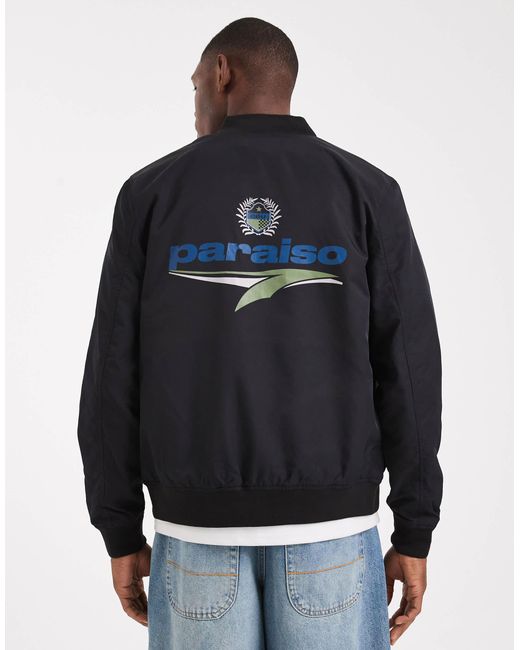 ASOS Blue Lightweight Bomber Jacket With Prints for men