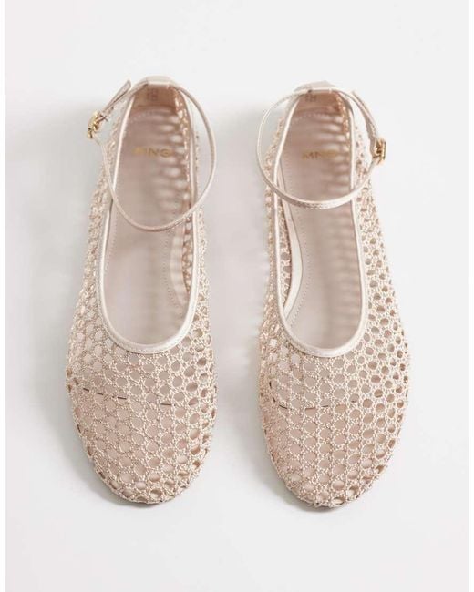 Mango White Woven Flat Shoes