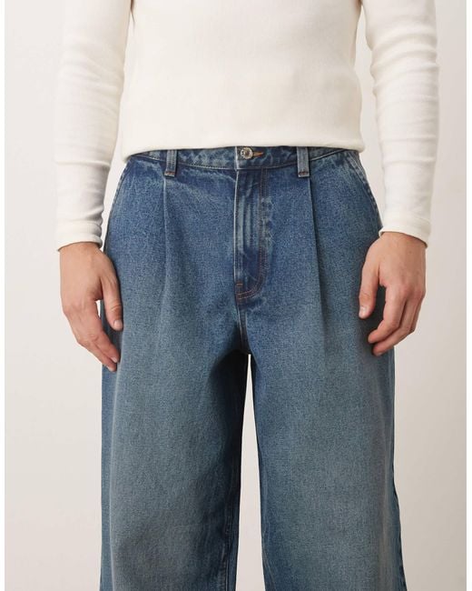 ASOS Blue Super Baggy Jeans for men