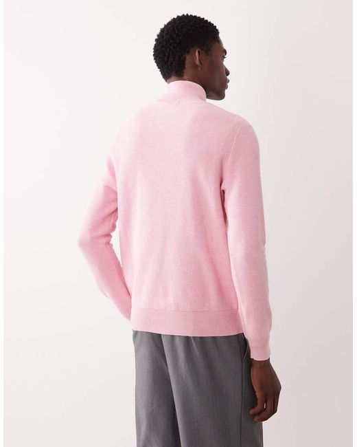 Polo Ralph Lauren Pink Icon Logo Half Zip Up Jumper for men