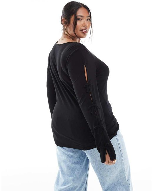 Top A Maniche Lunghe Con Fiocchi di ONLY in Black