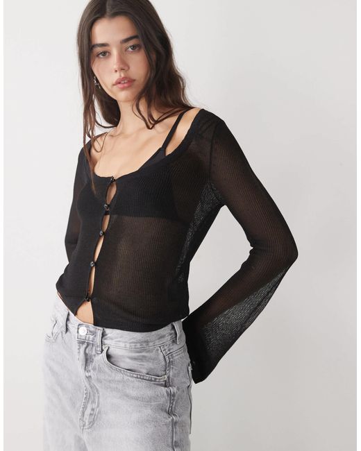 Monki Black – slim fit strickjacke