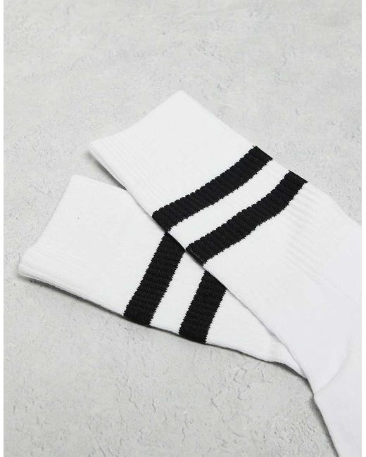 Pack De 5 Pares De Calcetines Deportivos Blancos Con Rayas Negras De ASOS de hombre de color White