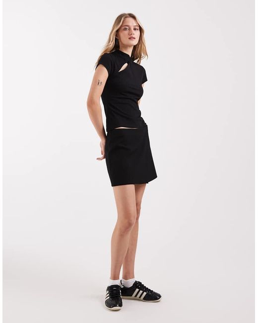ASOS Black Stand Up Collar Fitted Top