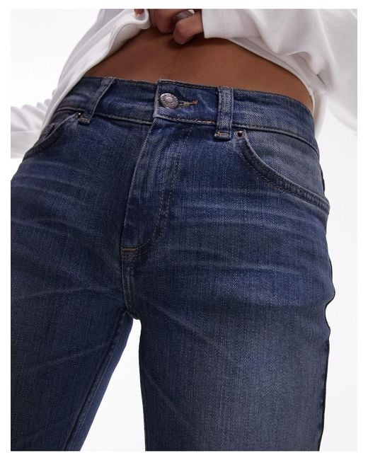 TOPSHOP Blue – knapp geschnittene bootcut-jeans
