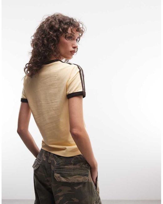 Adidas Originals Brown Three Stripe T-shirt With Central Retro Logo