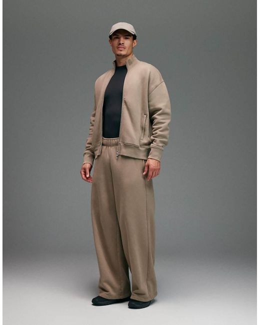 4505 Gray Rest Day Heavyweight 440Gsm Cotton Oversized Boxy Zip Up Funnel Neck Sweat for men