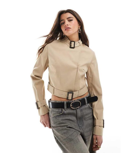 Gabardina Corta Con Cinturón Con Hebilla De -Neutro ASOS de color Natural
