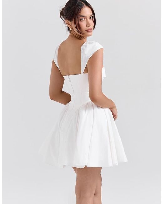House Of Cb White Florence Cotton Corset Mini Dress