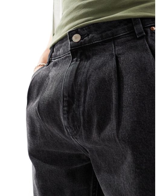 ASOS Black Double Pleat Jeans for men