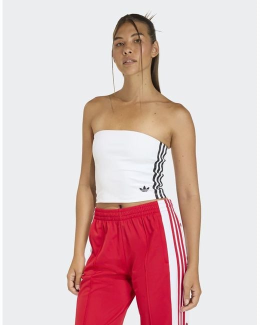Adidas Originals Red 3 Stripes Tube Top