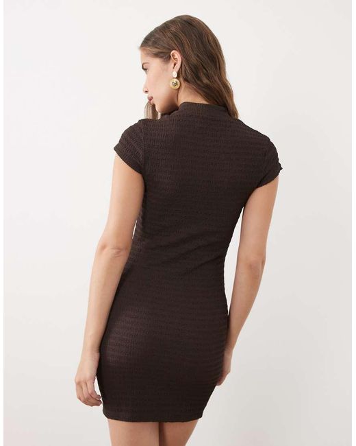 ASOS Natural Cap Sleeve With Mandarin Collar Mini Dress