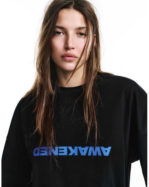 Pull&Bear Black City Graphic T-Shirt