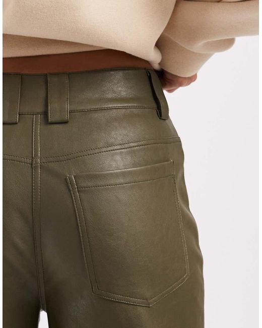 ASOS Natural Low Rise Mansy Faux Leather Trousers