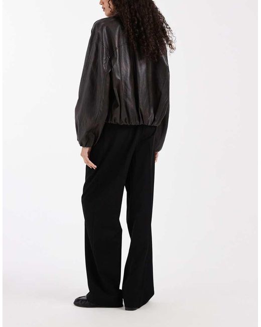 ASOS Black Tall Tailored Wide Leg Trousers With Pleat Detail