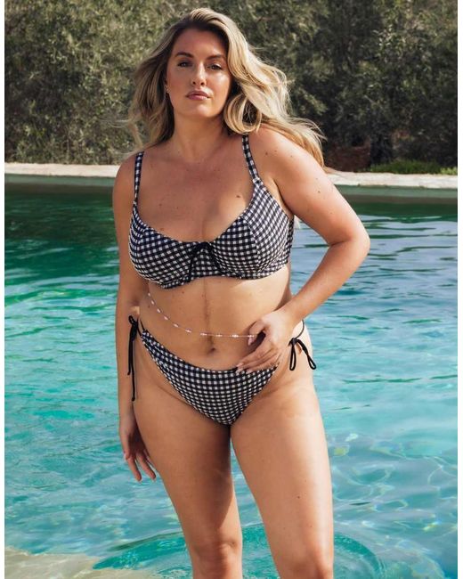 Curvy Kate Natural Holiday Gingham Scooped Balcony Bikini Top