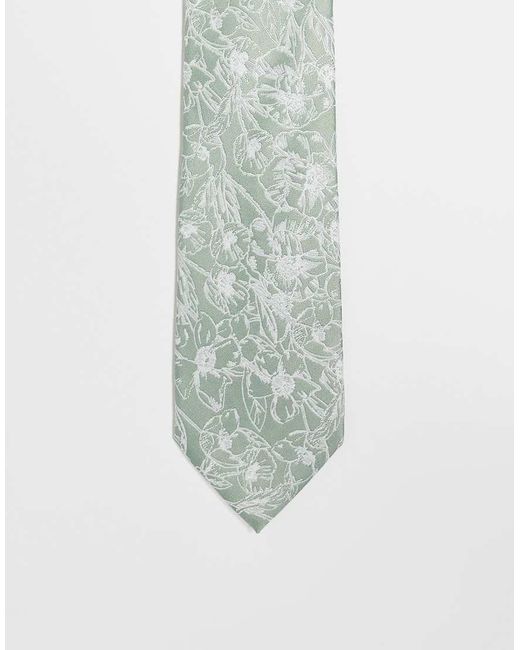 Cravatta Salvia Con Stampa A Fiori di ASOS in White da Uomo