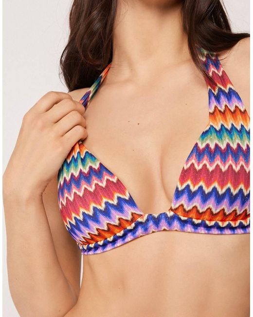 Calzedonia Red Vibrant Chevron Halter Neck Bikini