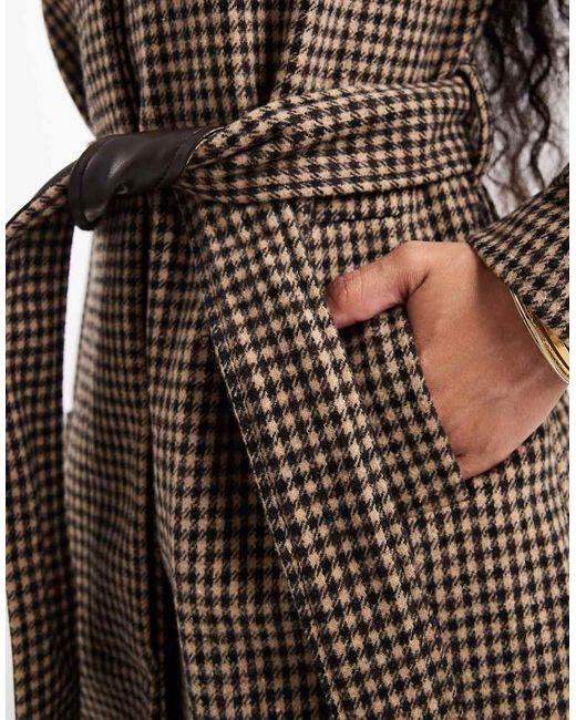 New Look Black Check Belted Trench Coat