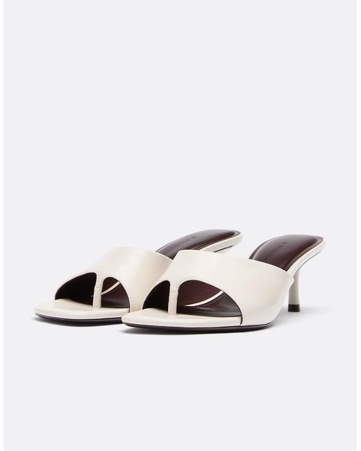 Stradivarius White Heeled Thong Sandals