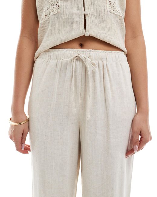 ONLY White Pull Up Linen Trousers