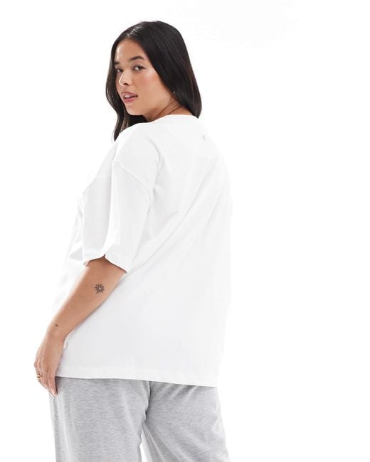 4th & Reckless White Cotton Crochet Logo Oversized T-shirt
