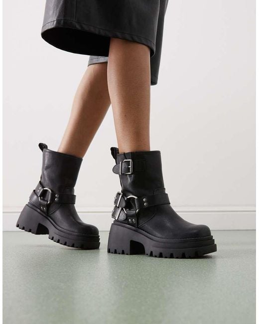 Buffalo Black Biker Boots