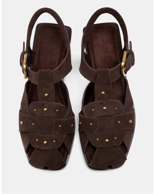 Stradivarius White Studded Leather Cage Sandals