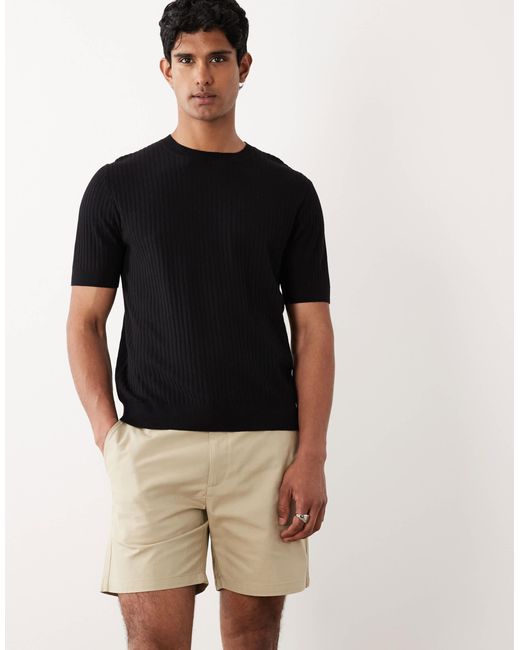 Mango Black Cotton Mix Draw String Shorts for men