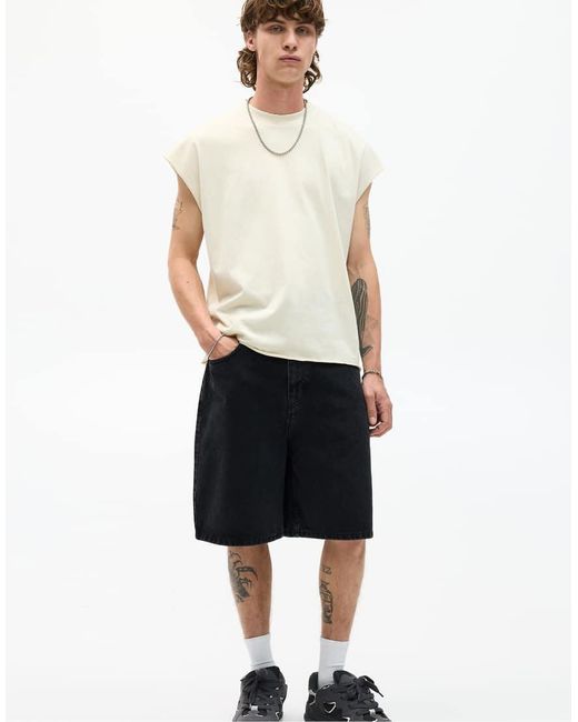 Pantaloncini Di Jeans Neri di Pull&Bear in Blue da Uomo