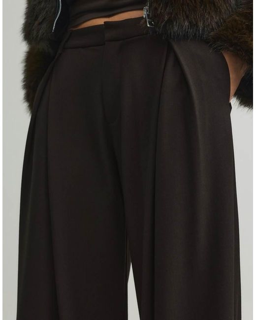 Pull&Bear Black Voluminous Darted Smart Trousers