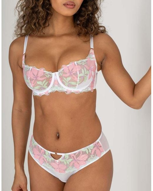Pour Moi Natural Roxanne Embroidered High Leg Mesh Brief