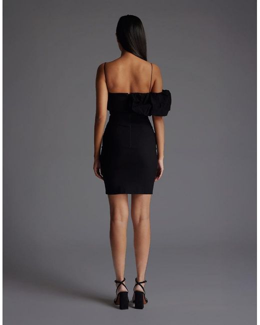 Vesper Black Cami Strap Ruffled Mini Dress