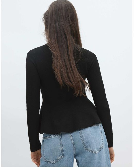 Stradivarius Blue Strickpullover mit schößchen