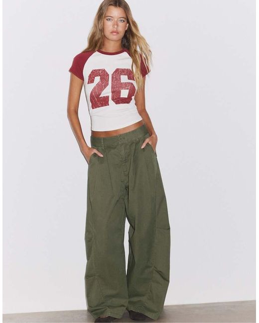 Stradivarius Green Printed Short Sleeve T-shirt